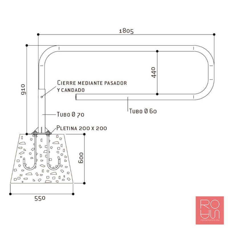 Barrera giratòria clip 1,8 m